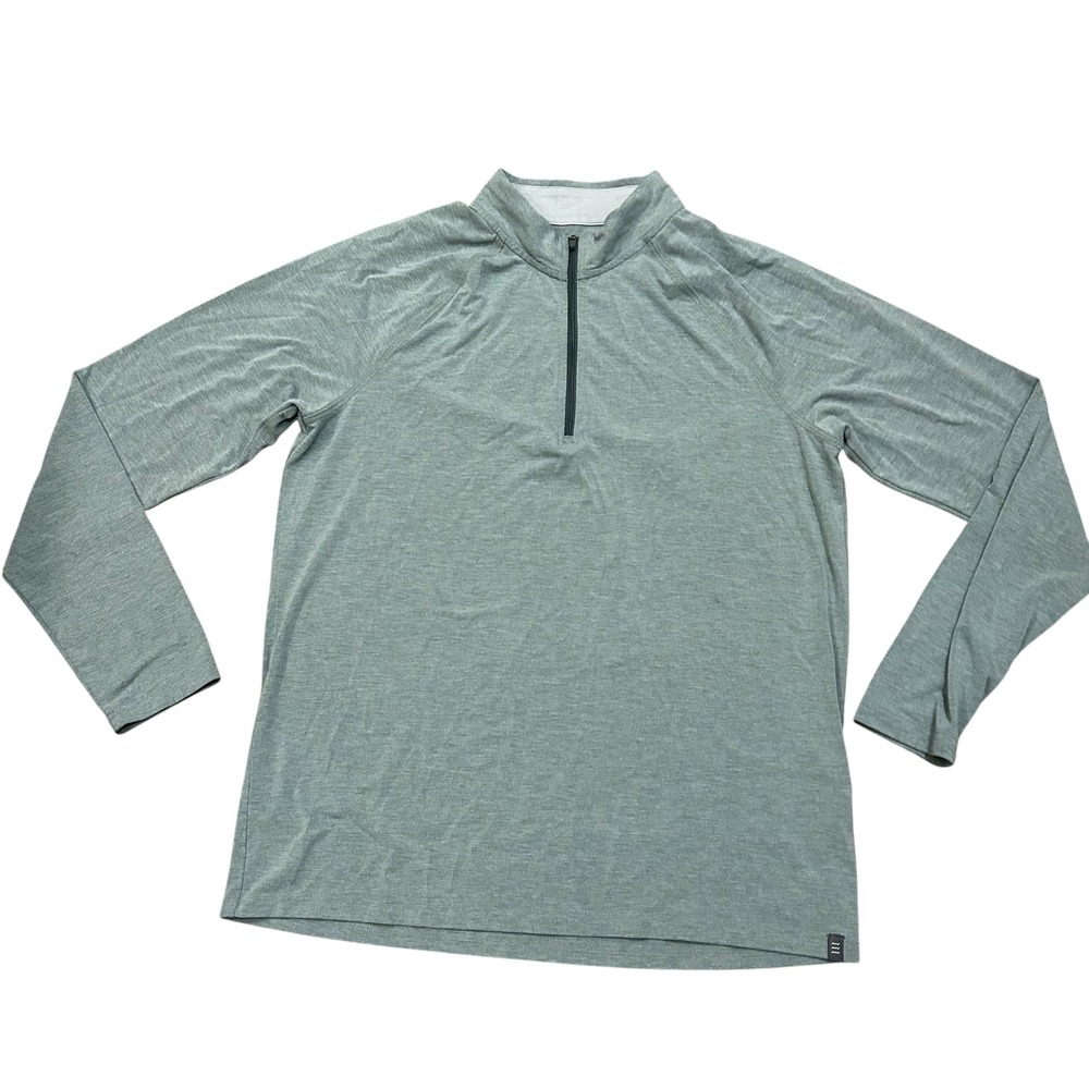 Free Fly Mens Bamboo Midweight Quarter Zip‎ Pullover Heather Green Size L